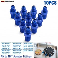 EPMAN 10PCS AN4 AN6 AN8 AN10 Male To Male Union AN To NPT Adapter Fittings Straight Male Oil Cooler Fuel Oil Hose Fitting 1/8"NPT, 1/4"NPT, 1/2"NPT, 3/4"NPT